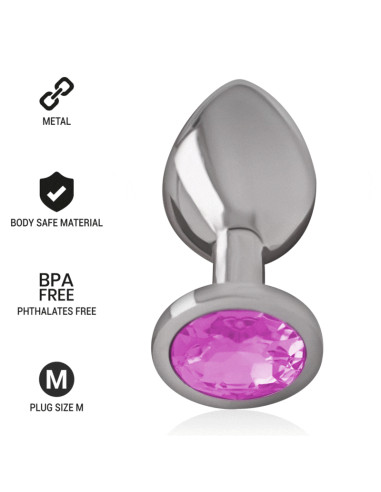 INTENSE - PLUG ANAL EN MÉTAL ALUMINIUM AVEC CRISTAL ROSE TAILLE M 7 