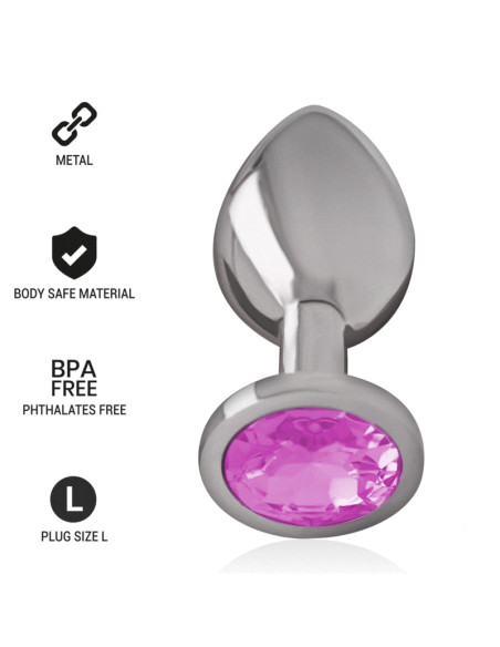 INTENSE - ALUMINUM METAL ANAL PLUG WITH PINK CRYSTAL SIZE L 7 