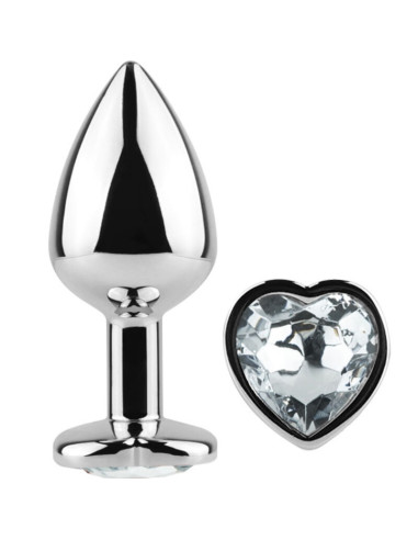 SECRETPLAY - PLUG ANAL EN MÉTAL COEUR CRISTAL CLAIR PETITE TAILLE 7 CM 4 