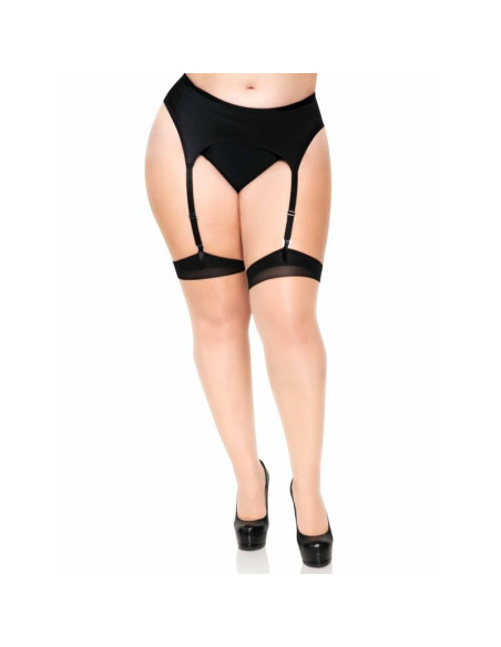 LEG AVENUE - PLUS LYCRA SHEER 2 TONE THIGH HIGH WITH BACKSEAM AND CUBAN HEEL 4 