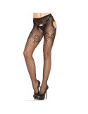 LEG AVENUE - PANTIE IN ELEGANT BLACK EMBROIDERED NET 1 