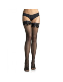 LEG AVENUE - COLLANT RÉSILLE NOIR AVEC DENTELLE SUPÉRIEURE ET DÉTAIL NOEUD 1 