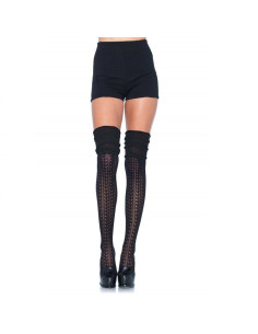 LEG AVENUE - CHAUSSETTES DENTELLE VOLANTS NOIRES 1 