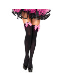 LEG AVENUE - CUISSES HAUTES EN NYLON AVEC NOEUD NOIR / ROSE 1 