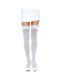 LEG AVENUE - CUISSES HAUTES EN NYLON AVEC NOEUD BLANC / BLANC 1 