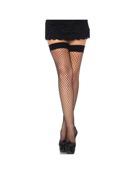 LEG AVENUE - FISHNET THIGH HIGHS SCHWARZ EINE GRÖSSE 1 