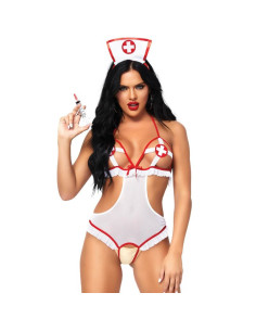 LEG AVENUE - NURSE OPEN CROTHLESS TEDDY TAGLIA UNICA 2 