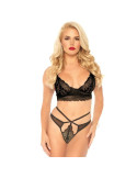 LEG AVENUE - SET 2 PEZZI STRAPPY TAGLIO G PERINGS S/M 4 