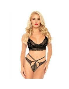 LEG AVENUE - 2 PIECES SET STRAPPY CUT G STRING S/M 4 