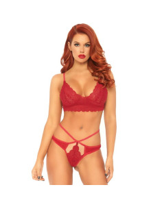 LEG AVENUE - 2 PIECES SET LACE BRALETTE AND THONG S/M 3 