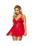 SUBBLIME - BABYDOLL MIT BOGEN UND BLUMENSPITZEN ROT L / XL 5 