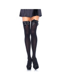 LEG AVENUE - CALZANTE IN NYLON NERO CON FIOCCO NERO TAGLIA UNICA 1 