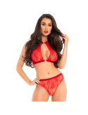 LEG AVENUE - TWO PIECES SET HALTER TOP AND PANTIES RED S/M 2 