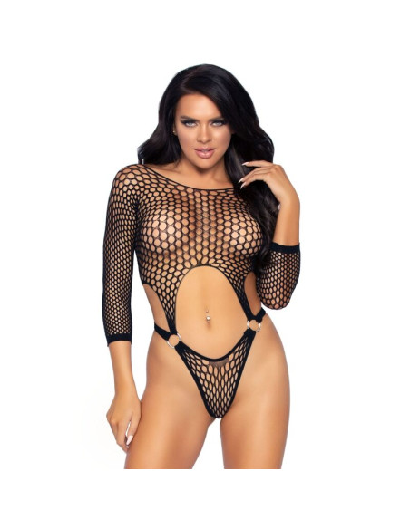 LEG AVENUE - TOP-BODYSUIT MIT TANGA-RÜCKEN, EINE GRÖSSE - SCHWARZ 5 