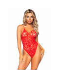 LEG AVENUE - TEDDY EN DENTELLE SANS COUTURES - ROUGE 5 