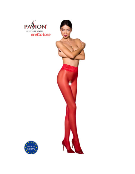 PASSION - TIOPEN 008 ROTE STRUMPFHOSE 3/4 30 DEN 3 