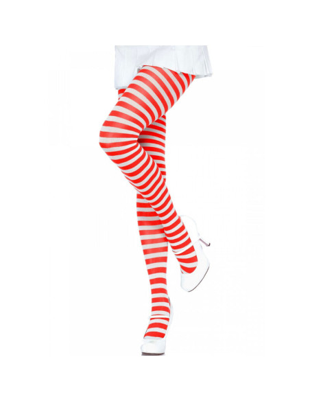 LEG AVENUE - COLLANTS RAYURES BLANC/ROUGE 5 