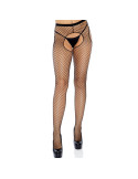 LEG AVENUE - BLACK CROTCHLESS NET STOCKINGS 4 