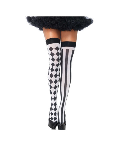 LEG AVENUE - CHAUSSETTES HAUTE ARLEQUIN NOIR/BLANC 1 