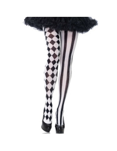 LEG AVENUE - COLLANT ARLECCHINO NERO/BIANCO 1 