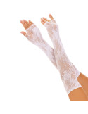 LEG AVENUE - FLORAL NETWORK FINGERLESS GLOVES WHITE 1 