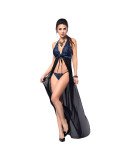 CHILIROSE - CR 3856 BABYDOLL LONGUE BLEU & NOIR S/M 2 