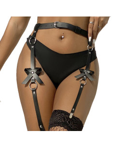 SUBBLIME - LEATHER CHAINLEG HARNESS BLACK ONE SIZE 11 