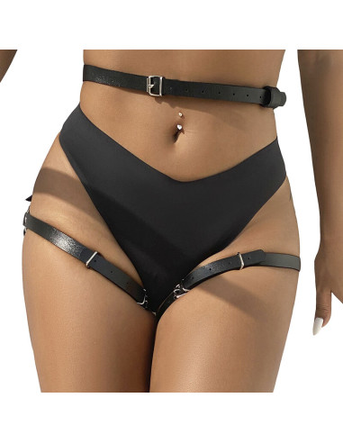 SUBBLIME - LEDER TAILLE UND BEIN HARNESS SCHWARZ EINE GRÖSSE 10 