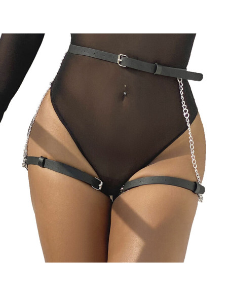 SUBBLIME - LEATHER BELT HARNESS BLACK ONE SIZE 11 