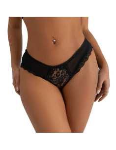 SUBBLIME - BLUMENSPITZEN-PANTY MIT TRGERDETAIL SCHWARZ S/M 4 