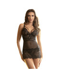 SUBBLIME - BABYDOLL BRETELLES EN DENTELLE RÉGLABLES NOIR S/M 16 