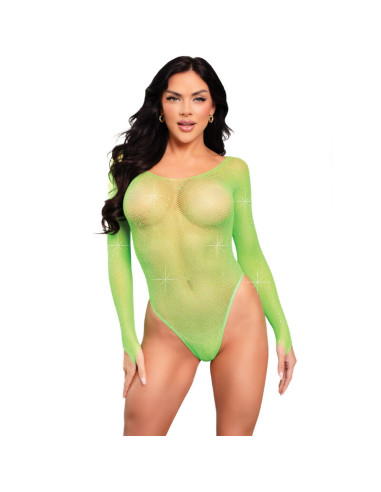 LEG AVENUE - LANGÄRMLIGER BODYSUIT MIT KRISTALLMUSTER, GRÜN 4 