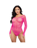 LEG AVENUE - BODY MANICA LUNGA CRISTALLIZZATO FUCSIA 4 