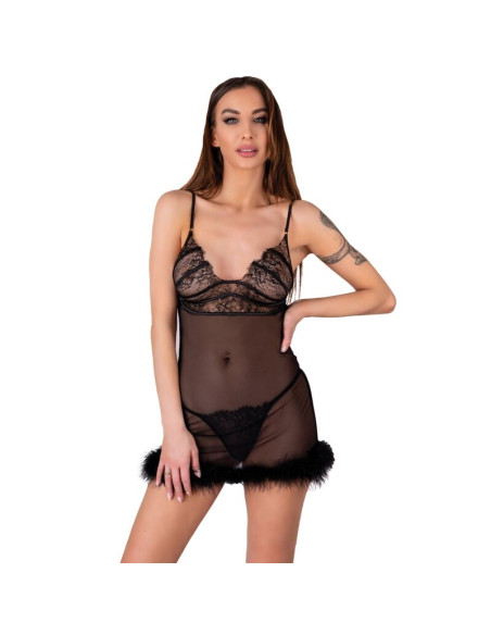 LIVCO CORSETTI FASHION - ZERUNAM SET BABYDOLL + SCHWARZER TANGA 5 