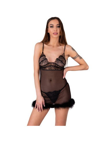 LIVCO CORSETTI FASHION - ZERUNAM SET BABYDOLL + SCHWARZER TANGA 5 