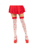 LEG AVENUE - CHAUSSETTES HAUTES CHAMPIGNON ROUGE/BLANC 3 