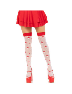 LEG AVENUE - PILZ HOHE SOCKEN ROT/WEISS 3 