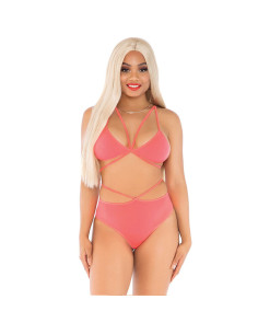 LEG AVENUE - TOP & PANTIES CORAL WITH STRAPS 3 