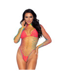 LEG AVENUE - BODY IN RETE MULTICOLORE MANICA LUNGA 4 