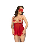 CHILIROSE - CR 4715 ENSEMBLE BABYDOLL QUATRE PIÈCES ROUGE S 4 