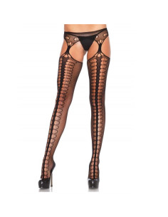 LEG AVENUE - TIGHTS MIT GARTER EXKLUSIV SCHWARZ 2 