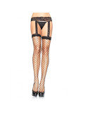 LEG AVENUE - FISHNET STOCKINGS WITH BLACK LACE GARTER GARTER 1 