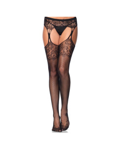 LEG AVENUE - TEAR DROP JARTERBELT SOTKINGS NOIR 1 