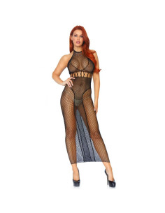 LEG AVENUE - HALTER DUAL NET BACKLESS DRESS 3 