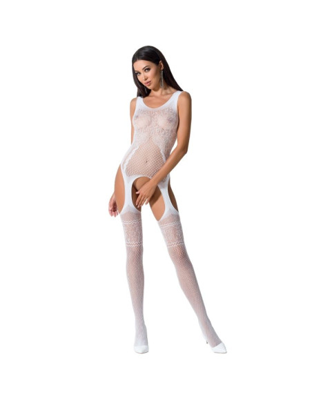 PASSION - WOMAN BS061 WEISSER BODYSTOCKING, EINE GRÖSSE 1 