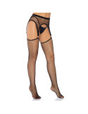 LEG AVENUE - INDUSTRIAL NET STOCKINGS WITH O RING ATTACHED GARTER BELT ONE SIZE 5 