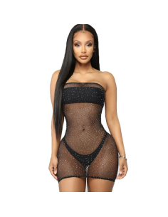 QUEEN LINGERIE - ABITO BODY A RETE CON DIAMANTI S/L 8 