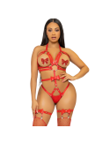 LEG AVENUE - KINK - HARNAIS CLOUTÉ O-RING TEDDY TAILLE S - ROUGE 3 