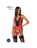 PASSION - PEONIA CORSET LIGNE ÉROTIQUE ROUGE S/M 6 