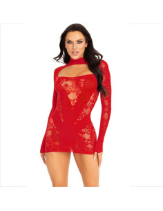 LEG AVENUE - MINI ABITO CON PIZZO MANICA LUNGA ROSSO 7 